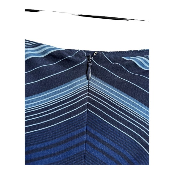 Ralph Lauren Black Label Navy Stripe Georgette Cascade Ruffle A-Line Midi Skirt - Picture 6 of 15
